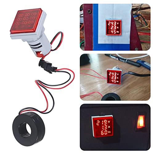 Image of 2PCS Digital Ammeter Voltmeter AC 60-500V 0-100A, 3 in 1 Multifunction Volt Amp Frequency Meter LED Display Voltage Detector Current Tester Gauge (Red)
