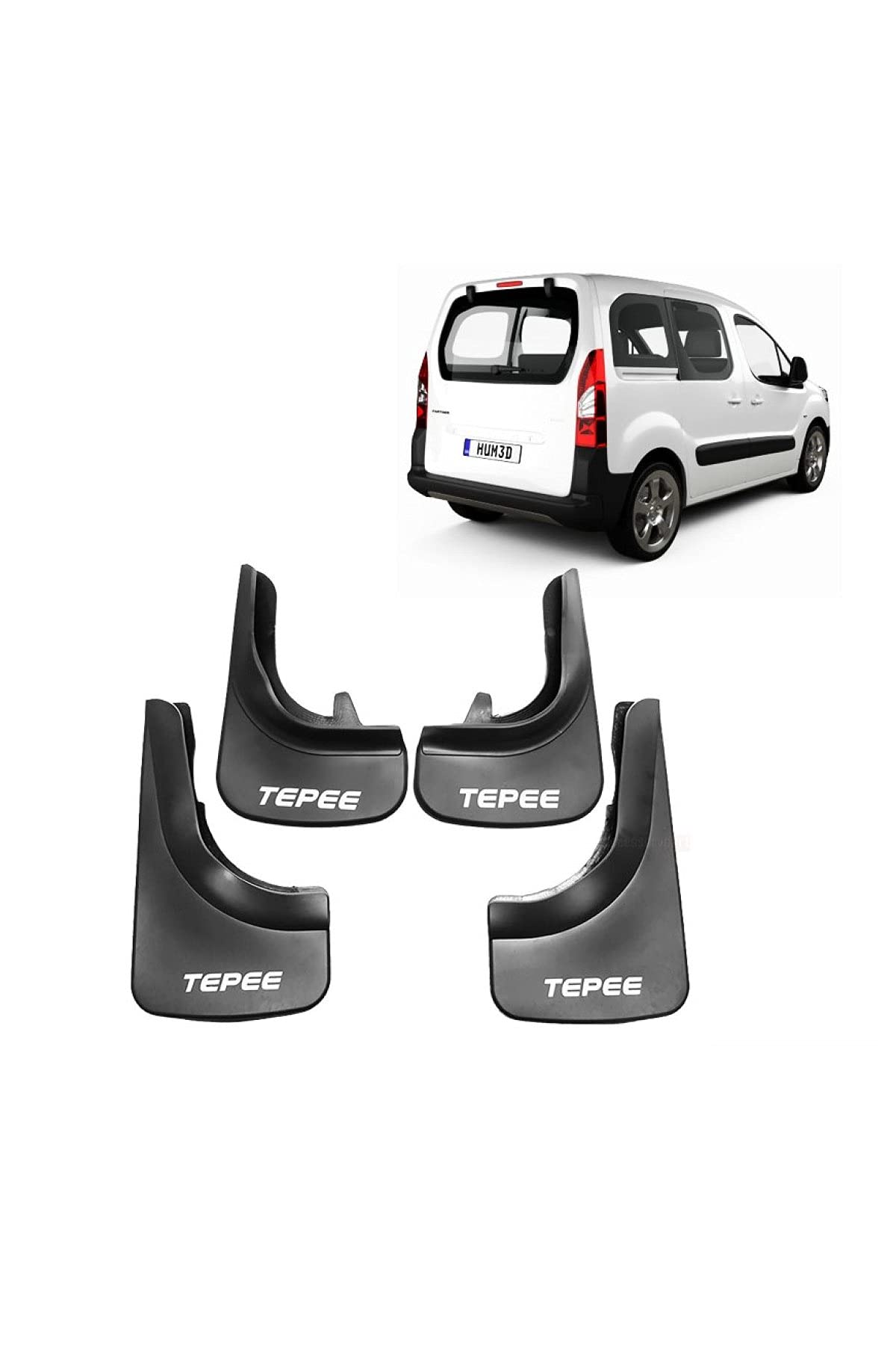 Parafanghi Per Peugeot Partner 2 Tepee 2008-2018 - Set 4 Pezzi Anteriori E Posteriori, Nero - Foto 2