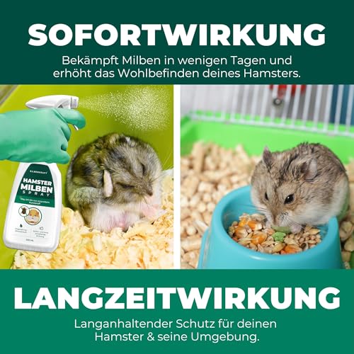 Silberkraft Milbenspray Hamster 500ml - Effektives Anti Milben Spray für Hamster und Kleinnager - Milbenbefall behandeln bei Hamstern Rennmäusen Degus