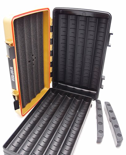Waterproof Cigar Travel Humidor for 10 Cigars - Integrated Hygrometer and Humidifier Included - 2 Trays