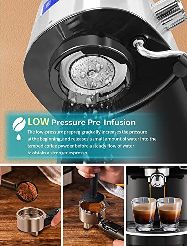 Gevi Espresso Machines 20 Bar Fast Heating Cappuccino Machine With Milk Frother For Espresso, Latte And Mocha, 1.2L Water Tank, Black, 1350W #TOP4