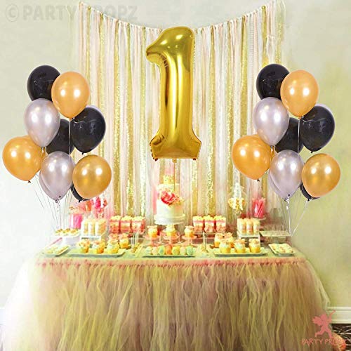 Image of Party Propz Black Balloons for Decoration - Set of 100 Pcs Golden Balloons for Decoration | Black And Golden Balloons, Silver Balloons | golden and Silver Metallic Balloons (Latex)