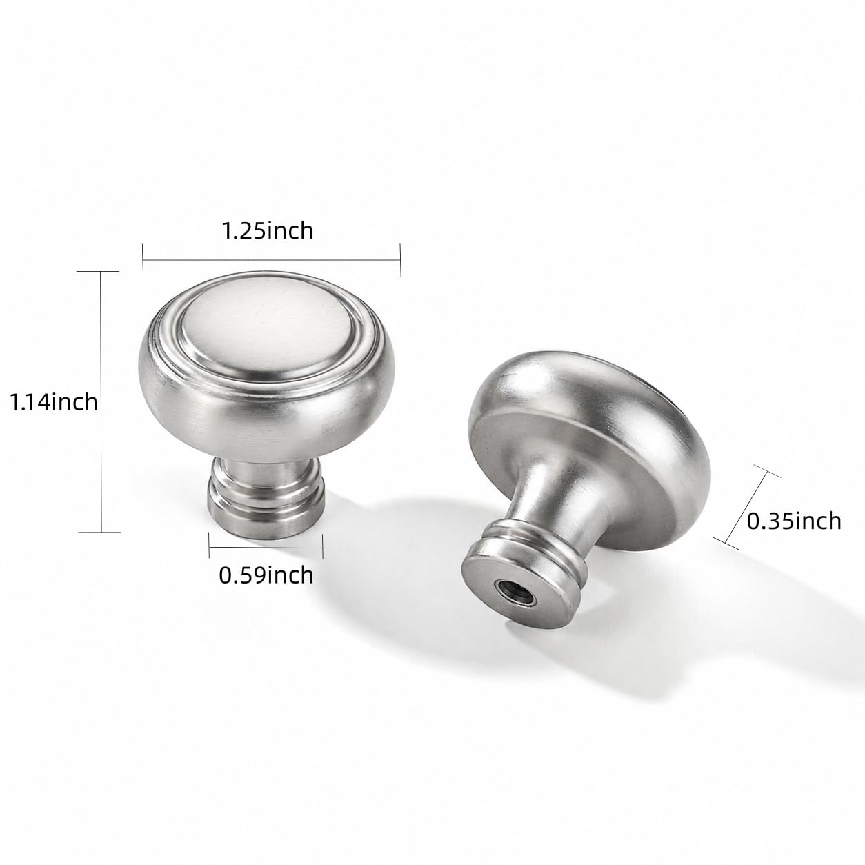Round Brushed Nickel Cabinet Knob - 482, 1-1/4 in (32 mm) — KHTUMEWARE