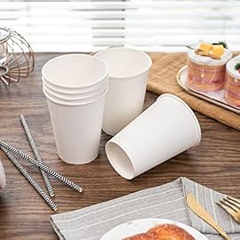 YEEHAW 12 oz 100 Pack Disposable Paper Coffee Cups, White To Go Hot Cups for Coffee, Hot Liquid, Chocolate, Juice, Hot Beverage Drinking Cup, Ideal for Cafes, Bistros, Businesses