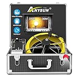 Pipe Sewer Inspection Camera Anysun Waterproof IP68 30m Drain Pipe Sewer Industrial Endoscope Video Inspection System 7inch LCD Monitor 1000TVL Sony CCD DVR Recorder Video Snake Camera