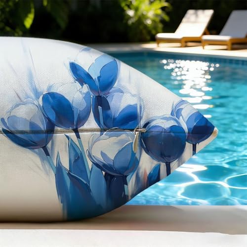 Housse de coussin bleu 45x45cm extérieur imperméable lot de 2 P-2885 - 7