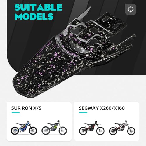 Image of Funparts Dirt Bike Rear Fender Mud Guard Carbon Fiber for Surron Sur Ron Light Bee X /S X260 X160 Electric Dirt Bike Purple