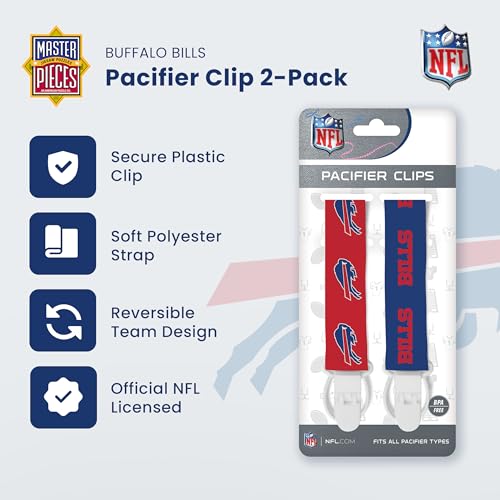Image of Baby Fanatic Officially Licensed Unisex Pacifier Clip 2-Pack - NFL Buffalo Bills - Officially Licensed Baby Apparel