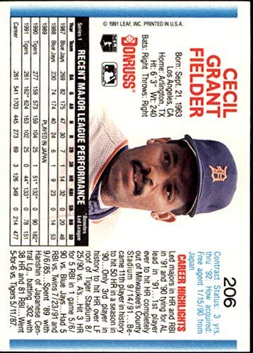 Amazon.com: 1992 Donruss #206 Cecil Fielder MLB Baseball Trading