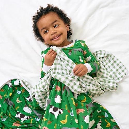 Image of Little Sleepies Cloud Blanket, 50 inch x 50 inch, Large, Green Farm Animals