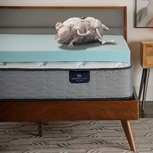 Serta ThermaGel Cooling, Pressure-Relieving Memory Foam Mattress Topper, 3 Inch, Full,Blue