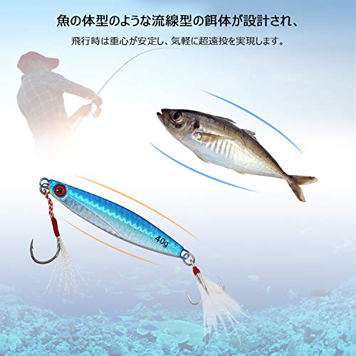 ColorGo メタルジグ ルアー ジグパラ スロージグ スロージギング 10g 14g 21g 30g 40g シーバス マグロ ヒラメ スズキ マス カツオ タチウオ ブリ オールシーズン 海水 淡水対応 5個セット (30g5個セット) 4枚目