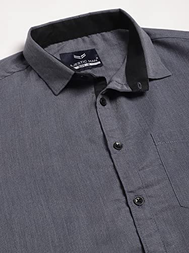 Image of Majestic Man Slim Fit Solid Cotton Blend Formal Shirt for Men