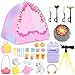 BARWA 35 Pcs Travel Camping Tent Set Include Doll Tent Casual Dress, Outfits, Campfire with Light, Telescope, Backpack, Placemat, Chair, Toy Dog Camping Playset for 11.5 Inch Girl Dolls for Kid