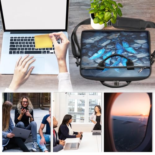 Bolsa para laptop con diseño mariposa azul 15 pulgadas miniatura 6