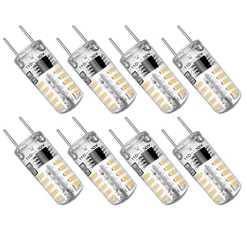 G8 LED Bulb Dimmable, G8 Bi-Pin Base with 2 Watt Warm White 3000K, Equivalent to 20W G8 Halogen Bulb for Under Counter Kitchen Lighting and Cabinet Puck Light AC 120V - Pack of 8