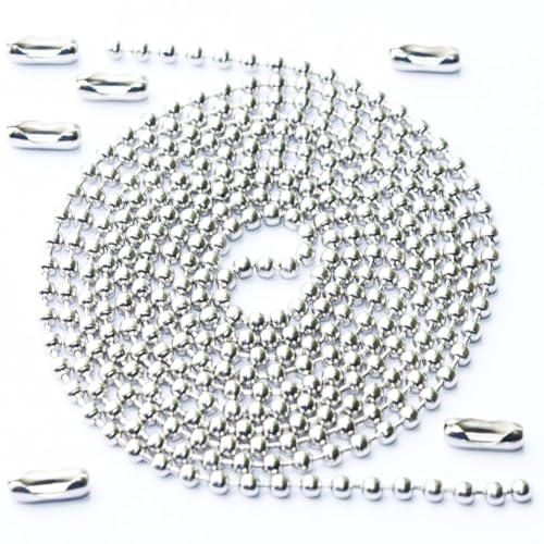 Image of Ceiling Fan Pull Chain, 60 Inch Pull Chain Extension for Ceiling Fans and Light Fixture, Rust Proof Stainless Steel Ball Chain with Matching Connectors (3mm Diameter, Silver)