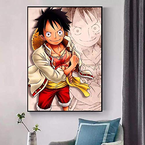 Pôster Monkey D Luffy One Piece Anime Japan Modular Canvas Painting Wall Art HD Impresso Decoração d