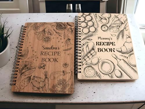 Custom-Recipe-Book-Christmas-Gift-Personal-Cookbook-With-Wooden-Cover-Write-In-Family-Recipes-Spiral-Bound-Recipe-Journal-Gift-For-Foodies-5th-Wedding-Anniversary-Mothers-Day-Kitchen-Keepsake