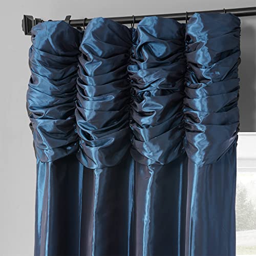 Image of HPD Half Price Drapes Ruched Faux Taffeta Silk Curtains 108 Inches Long Room Darkening Curtains for Bedroom & Living Room (1 Panel), 50W x 108L, Navy