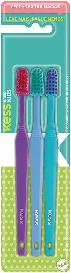 Kess Combo Infantil Com 3 Escovas Multicor