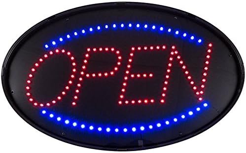 Open Neon Sign LED Electronic Display for Business Bar Barber Salon Ultra Bright Blue and Red Light (Chain Not Included)
