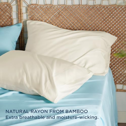 Bedsure King Size Pillow Cases Set of 2, Cooling Pillow Cases King, Rayon Derived from Bamboo Cream Pillowcases, Breathable & Silky Soft Cool Bedding Pillow Covers with Envelope Closure, 20x36 Inches