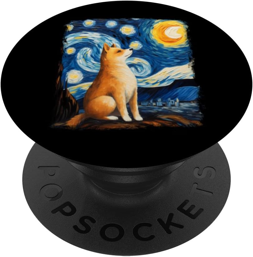 Akita Dog Starry Night Painting PopSockets Standard PopGrip