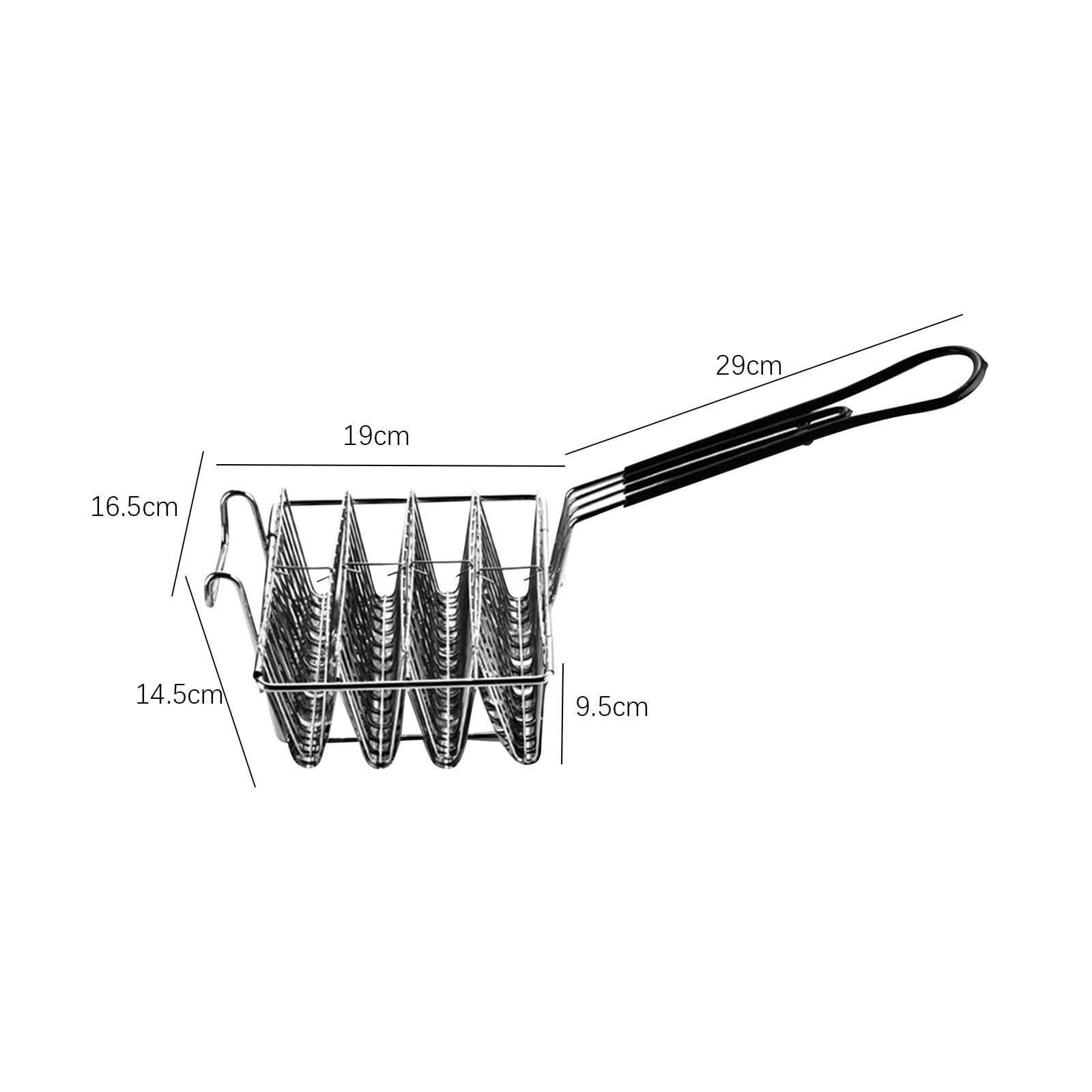 Taco Basket Resistente de Acero Inoxidable Cesta para Freír Tacos Soporte de Tacos Y Burritos Mango Cómodo Y Curvado Adecuado para Preparación de,