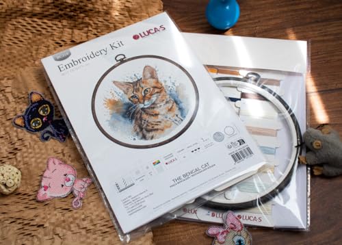 Luca-S Cross Stitch Kit with Hoop Included The Bengal Cat, BC210, Counted Cross Stitch Kit for Adults Needlecraft and Embroidery Kit - Image 2