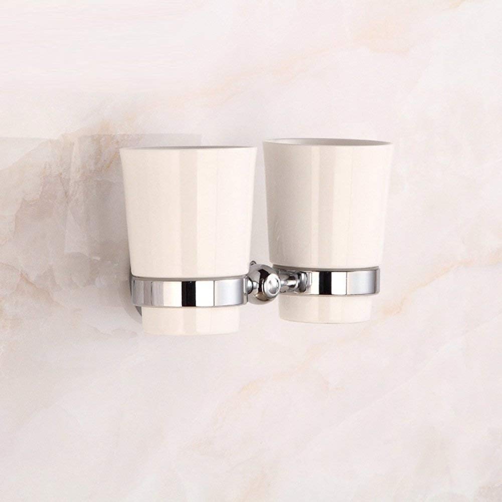 GZZ Staffa per Montaggio a Parete in Stile Europeo per Bagno con Ventosa in Ceramica, Supporto per spazzolino Doppio da Bagno per Hotel e Hotel
