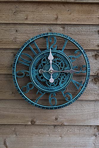 Garden Mile Vintage Open Face Slate Effect Wall Clock - Power Operated Waterproof and Weatherproof...