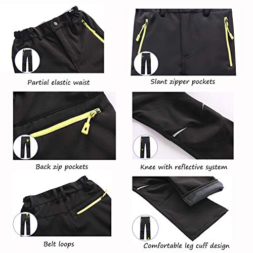Lanbaosi LBYJ1773B-BLACK-110 Kids Boys Girls Waterproof Outdoor Hiking Pants Warm Fleece Lined Black thumb #3