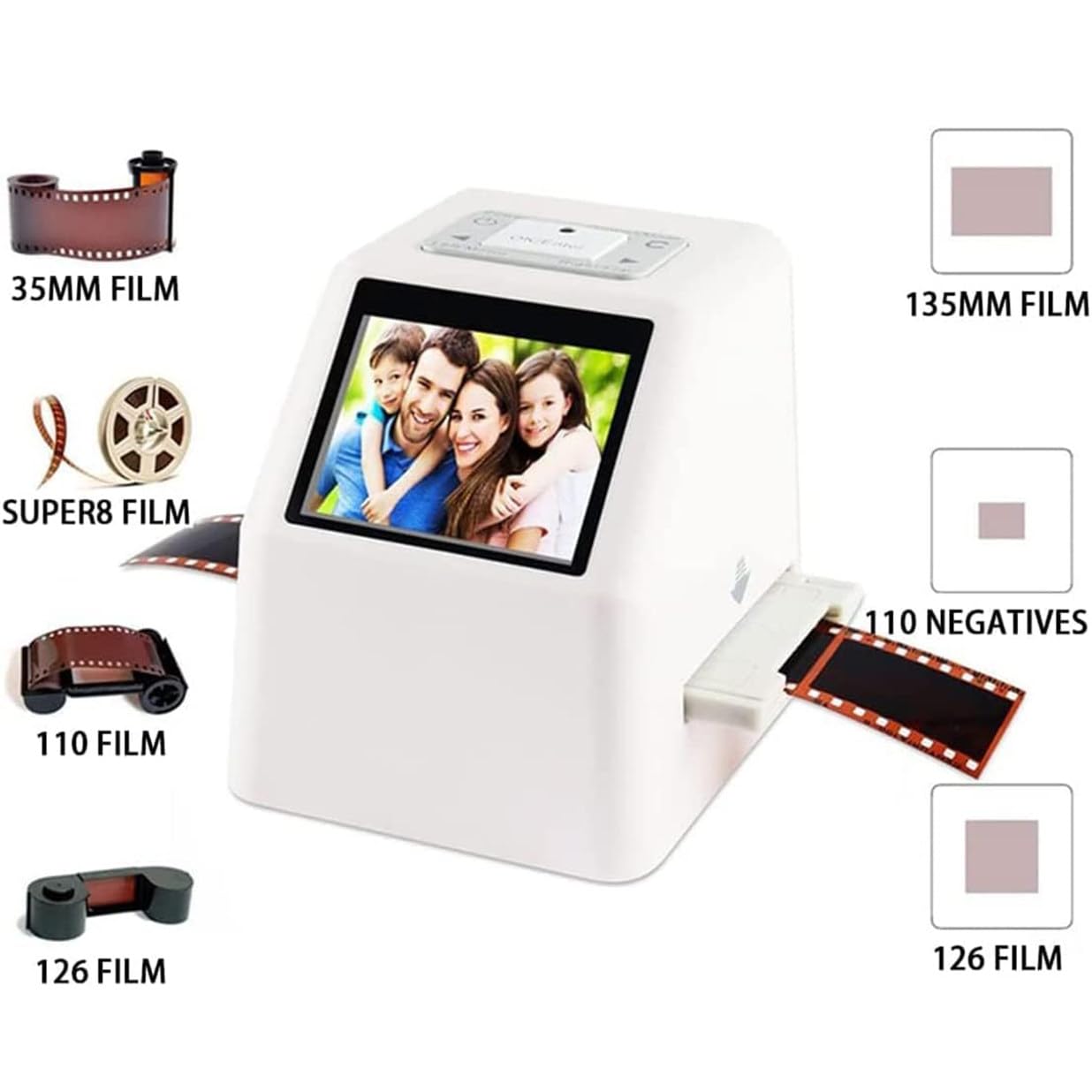 Escáner De Diapositivas Con Pantalla Lcd 2.4",Escáner Digital De Película,Convierte Negativos Y Diapositivas En Color Y Blanco Y Negro 35mm,126 Y 110 a Fotos Digitales Jpeg De Alta Resolución De 22Mp
