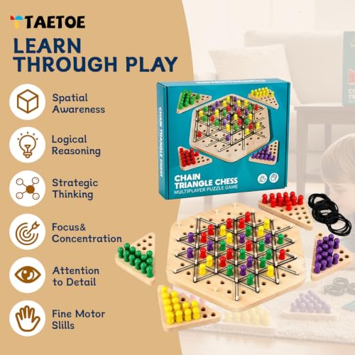Juego de Mesa Triángulo Cadena de Madera Educativo miniatura 5