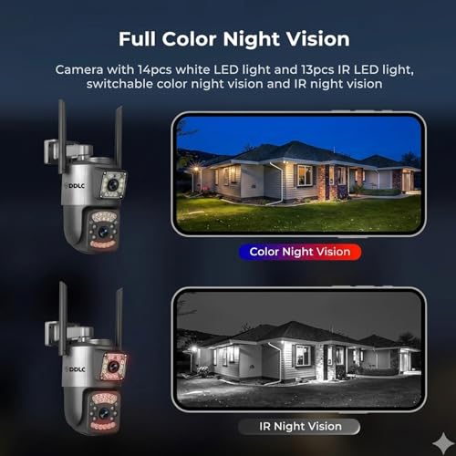 Image of DDLC 6MP Smart WiFi Dual Lens Outdoor PTZ CCTV Camera | 360 View| Color Night Vision | Two Way Audio | Wireless Home Security Camera with Mobile App V380 Pro (Dual Lens PTZ)