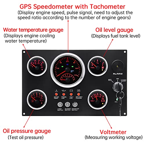 Artilaura Gps Speedometer Gauge Set With Dashboard - Speedometer With Tachometer,Fuel Gauge, Water Temperature, Oil Pressure Gauge, Voltage Cluster Dash Gauge Set Panel For Car Auto Boat Marine #TOP1