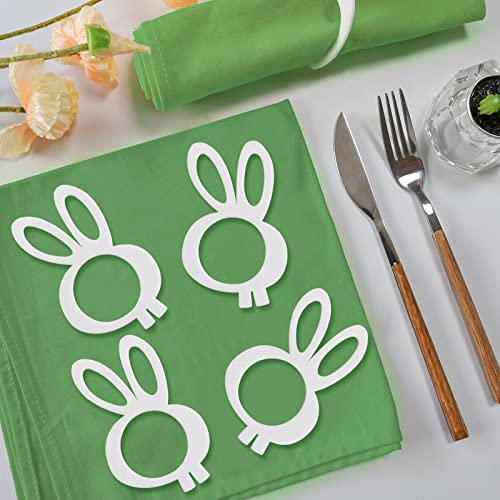 Kalopro Serviettenringe mit Osterhasen-Motiv, 6 Stück, niedlich, weiß, Hasenohr, Serviettenhalter für Tischdekoration, Frühling, Hochzeit, Dinnerparty, Bankett, Geburtstag (Osterhase) Cover