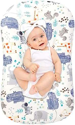 Baby Lounger Cover for Boys and Girls, Newborn Lounger Slipcover Removable Infant Floor Seat Baby Nest Cover, Baby Padded Lounger Cover, Animals