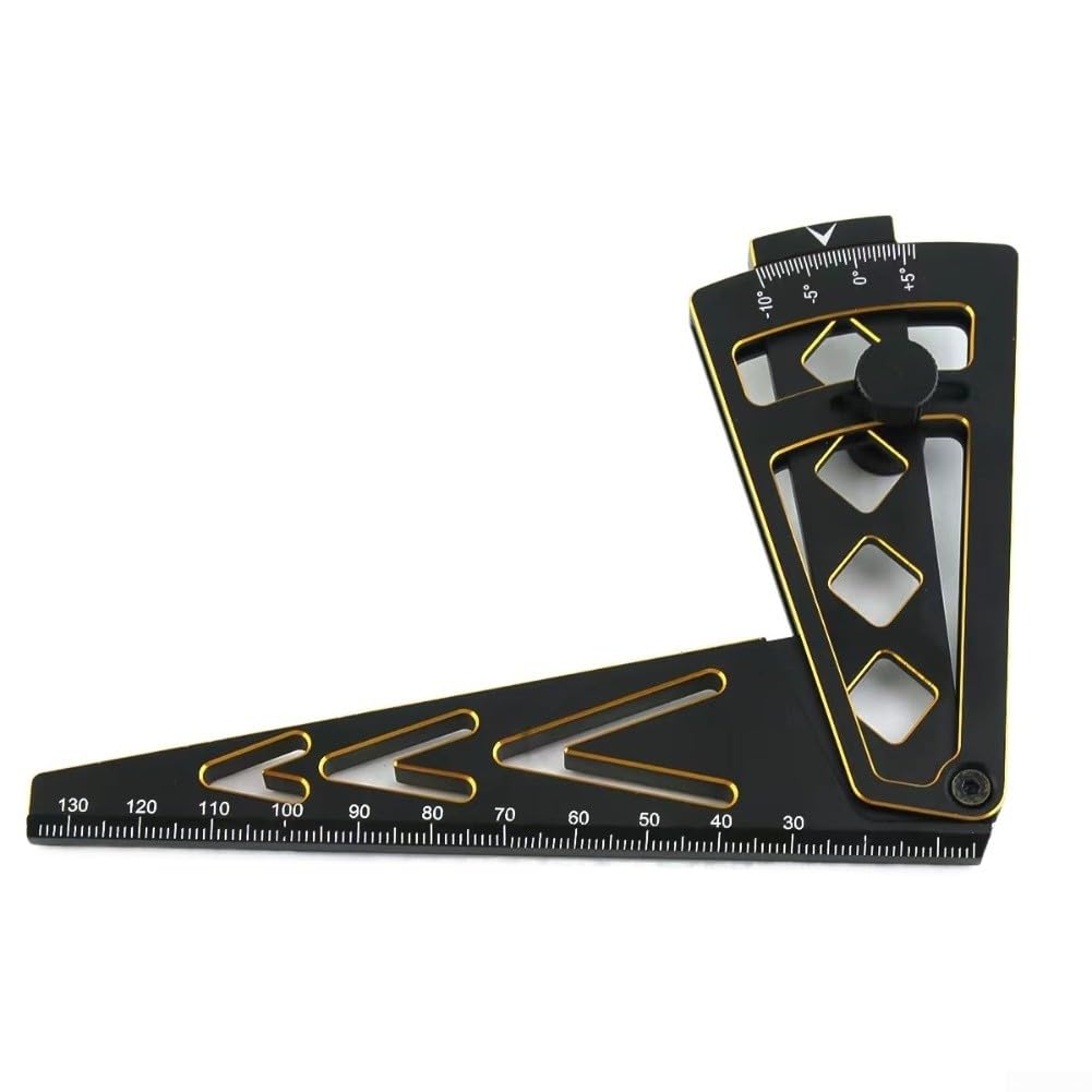 Metal Adjustable Ruler for 1/10 1/8 RC Cars, Camber Gauge & Ride Height Setup Tool, 15 Degree Angle for Buggy Off-Road Tuning(Black gold)