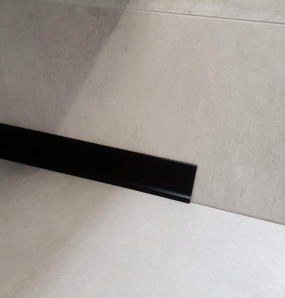 MadeInNature®, battiscopa flessibile in PVC di alta qualità, bianco, grigio chiaro, grigio scuro, nero, altezza 70 mm, lunghezza a scelta (50 ml, nero)