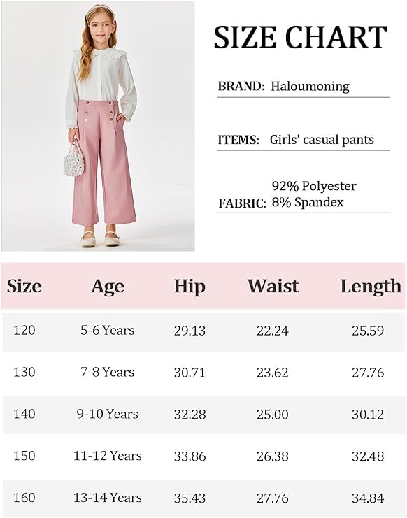 Pantalones de pierna ancha para niñas ropa casual infantil holgada 7