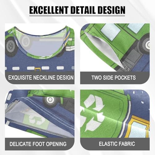 Pajama Sets Short Sleeve Recycling Trucks Pattern Design Soft Cotton Summer Sleepwear 2 Piece PJS Size 5-14T3