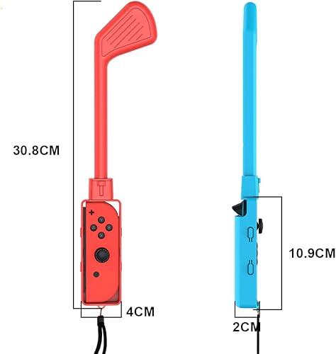 Vista 3 de Golf Culb para Nintendo Switch Joy-Con Controller accesorios deportivos para Mario Golf-Super Rush - Paquete de 2 azul-rojo