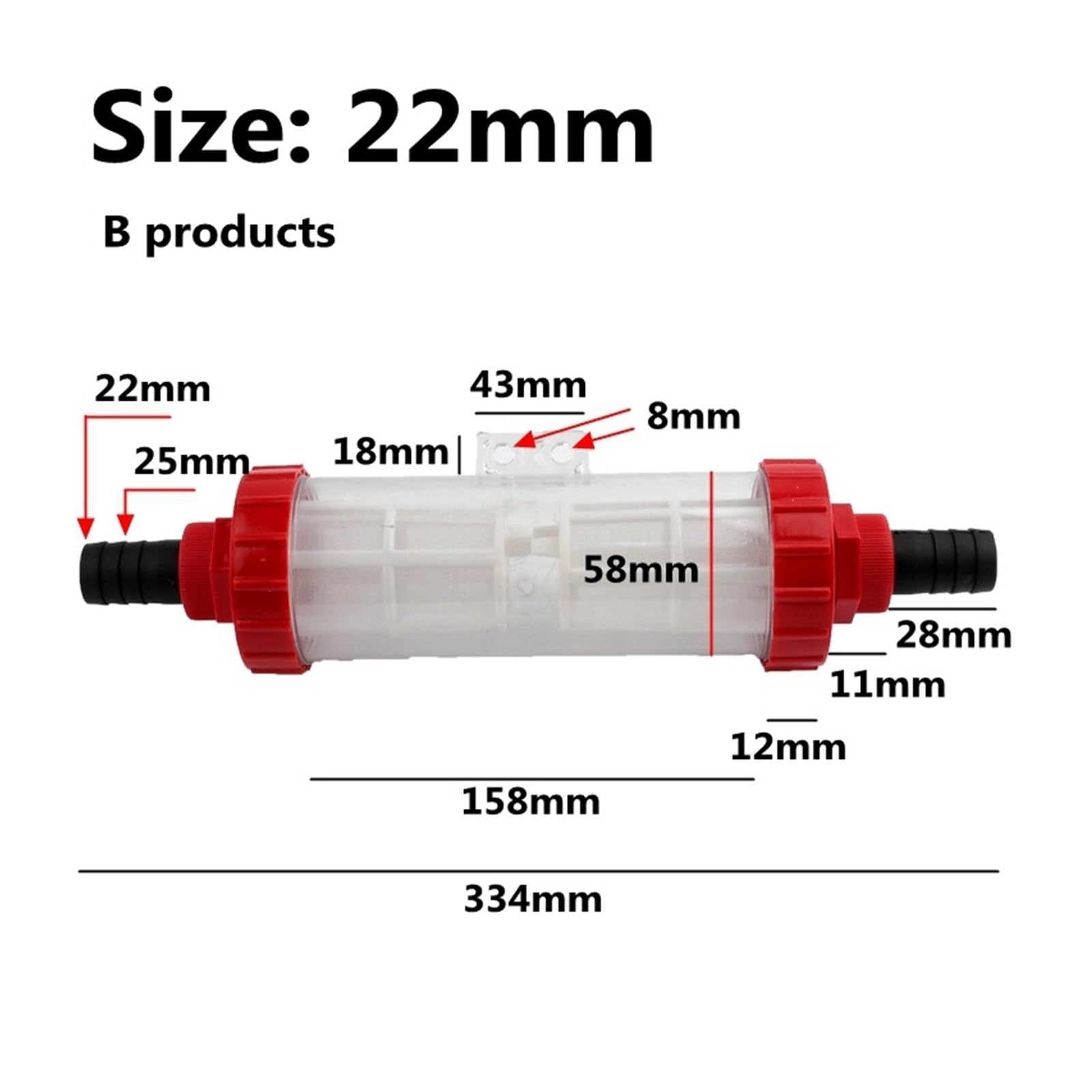 Filtro de manguera Pagoda de 1~8 Uds., 18/22mm, accesorios de riego agrícola, tubería de Tanque De Agua de Peces transparente for acuario(Red,1 PC)