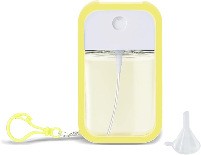 Frasco spray recarregável Zuhose com estojo de silicone, funil e clipe, 50 mL, Yellow