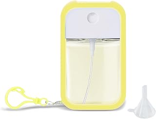 Refillable Hand Sanitizer Spray Bottle Keychain - 1oz / 50ml Leakproof Empty Spray Bottle with Silicone Case, Funnel & Clip,Portable Mini Travel Sanitizer Holder for Purse, Pocket, Gym Bag