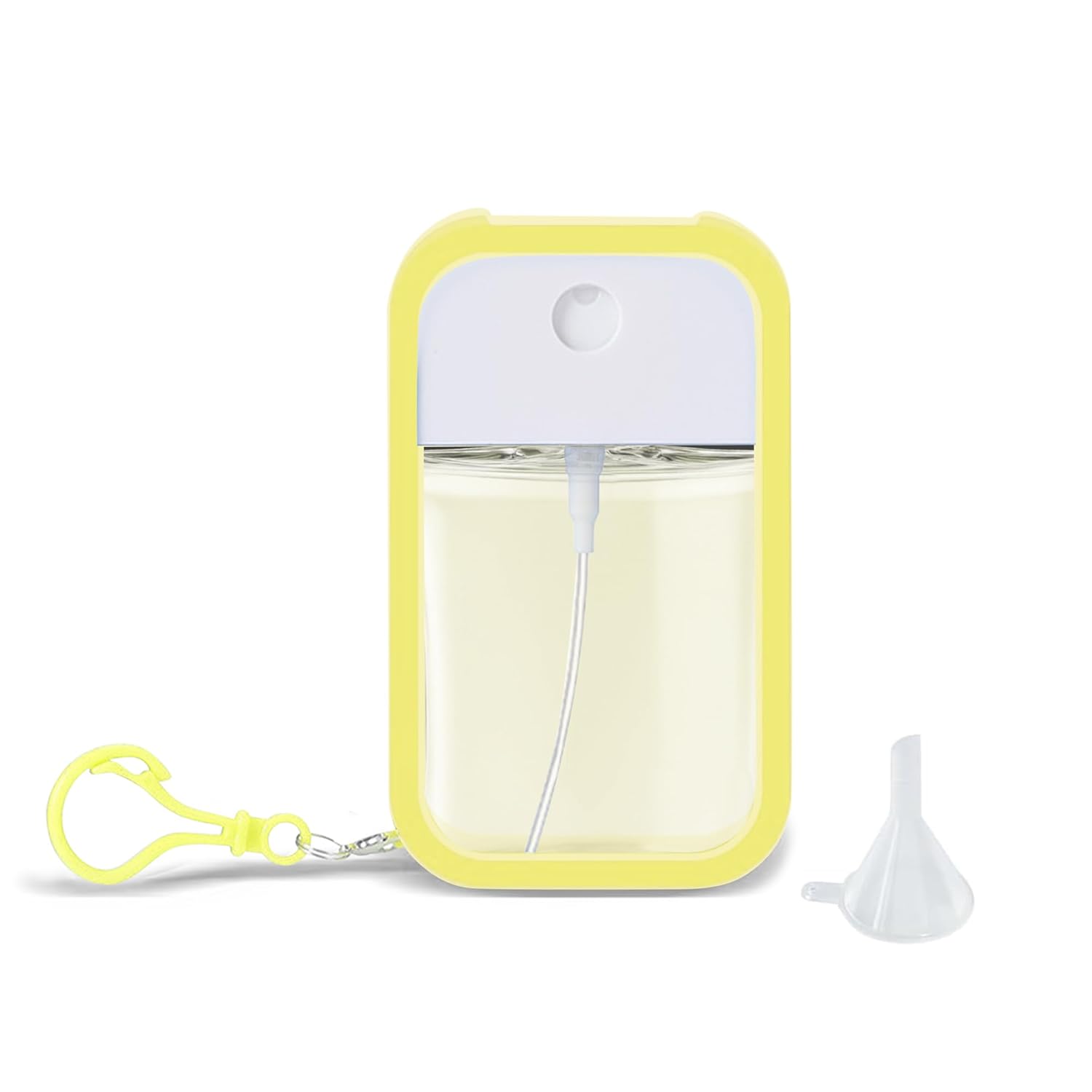 Refillable Hand Sanitizer Spray Bottle Keychain - 1oz 50ml Leakproof Empty Spray Bottle with Silicone Case Funnel Clip