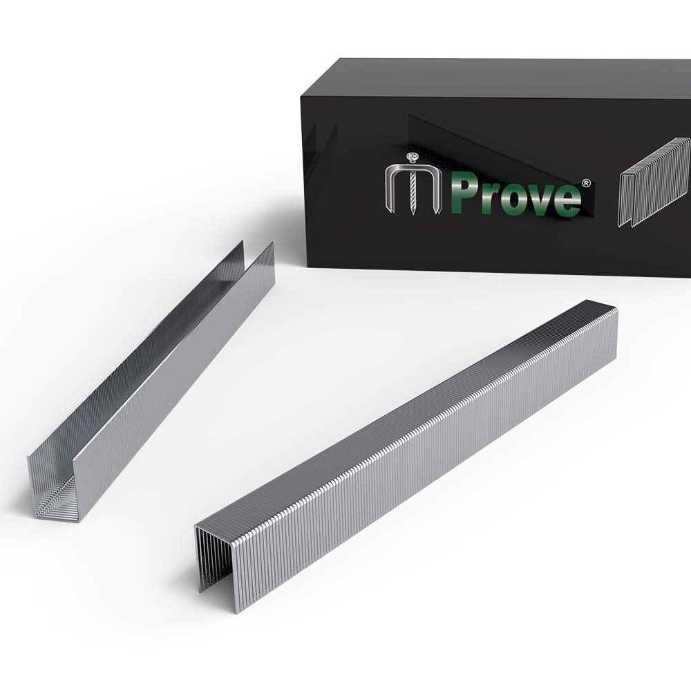 MProve 22 Gauge Galvanized Fine Wire Staples, 3/8-Inch(10mm) Crown 1/2-Inch(12mm) Leg Length Upholstery Staples for Cabinets,Wood Baskets, Furniture Assembly (10,000 Per Box)