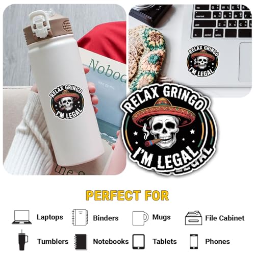Image of 3Pcs Relax Gringo Im Legal Sticker, Relax Gringo I'm Legal Sticker for Car, Relax Gringo Calcomanias De Mexico Funny Immigrant Calcomanias Mexico Mexican Cactus Stickers for Truck Car Helmet (G5)